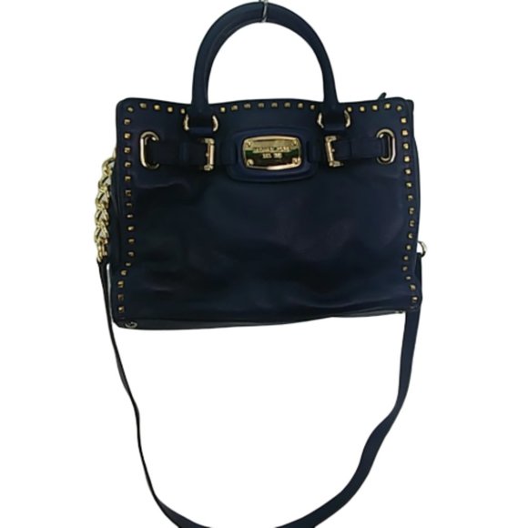 MICHAEL Michael Kors Handbags - Michael Kors Selma Studded Blue Leather Bag